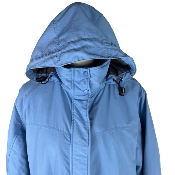 Vintage LL Bean Parka Coat Hood Women’s Large Blue Thinsulate Polartec - Picture 3 of 15